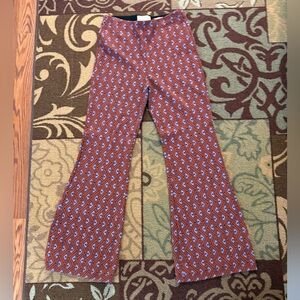 Anthropologie The Joni Purple and Burgundy Flare Stretch Geometric Pants